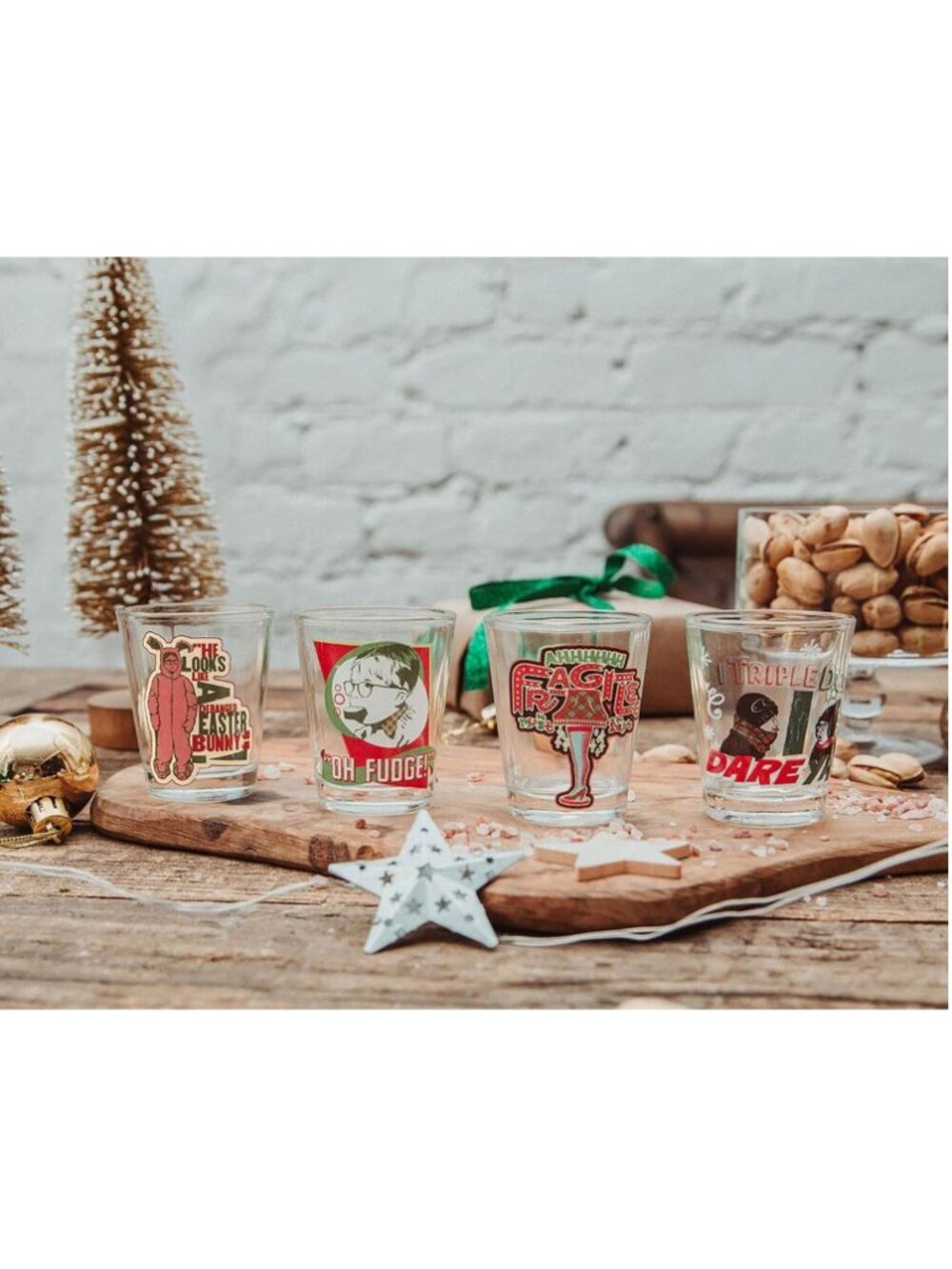 A Christmas Story Quotes 2-Ounce Mini Whiskey Shot Glass Cups, Set of 4